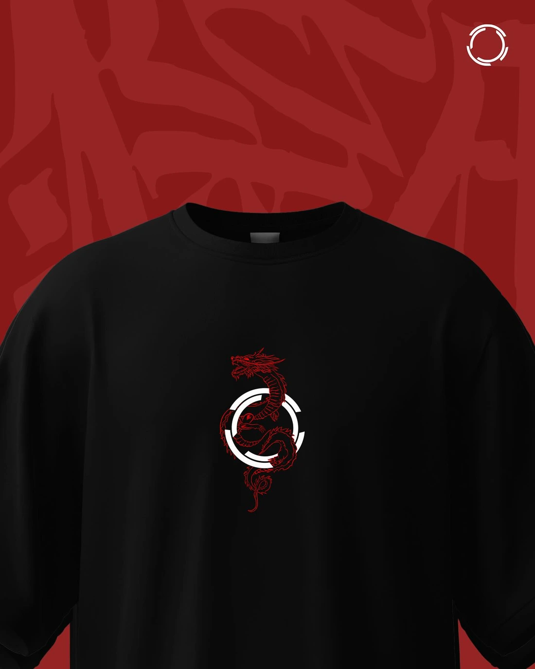 Souito crew sweatshirt, dragon print, front
