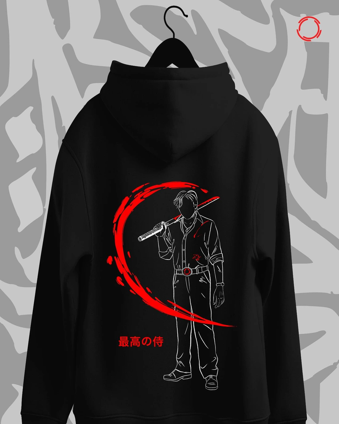 Souito hoodie, samurai print, back